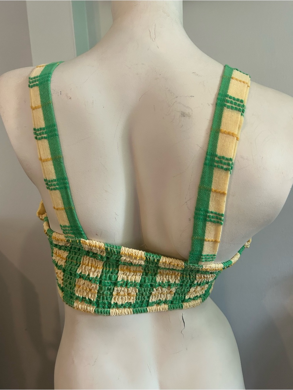 Free people Green and Yellow Plaid Tie-Front Cropped Tank - Picture 2 of 5